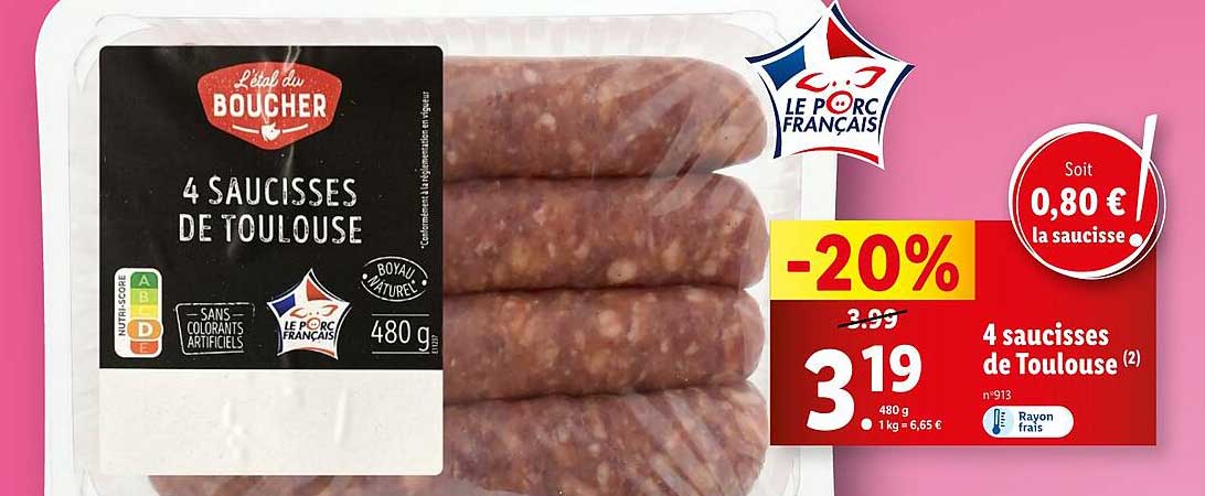 4 saucisses de Toulouse