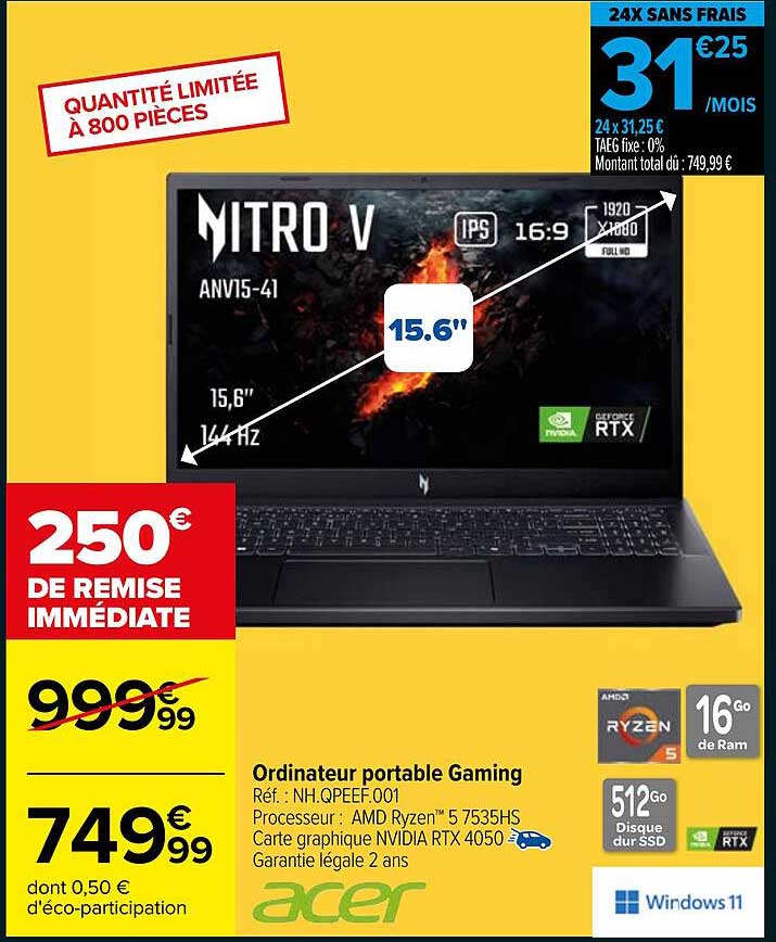 Acer Nitro V ANV15-41 Ordinateur portable Gaming