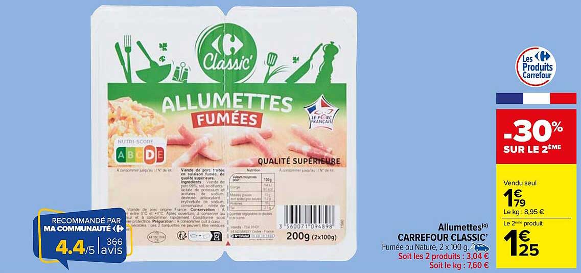 Allumettes fumées CARREFOUR CLASSIC'