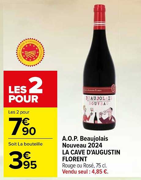 A.O.P. Beaujolais Nouveau 2024 LA CAVE D'AUGUSTIN FLORENT