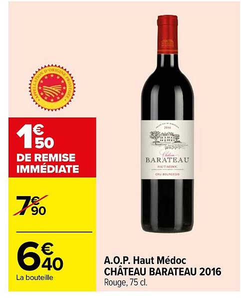 A.O.P Haut Médoc CHÂTEAU BARATEAU 2016