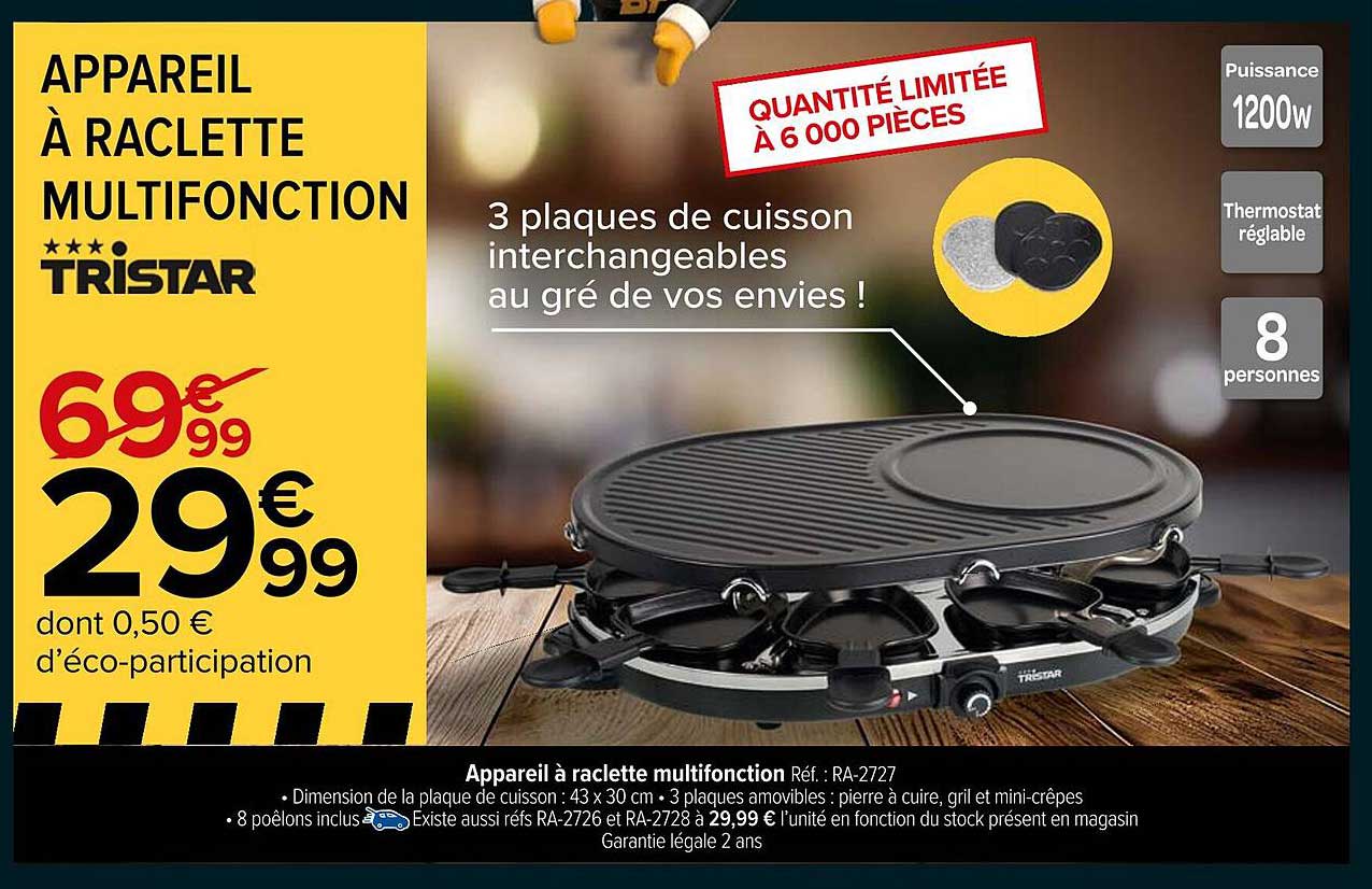 APPAREIL À RACLETTE MULTIFONCTION TRISTAR