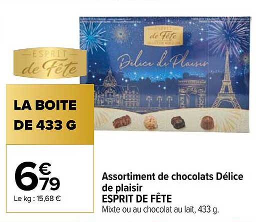 Assortiment de chocolats Délice de plaisir ESPRIT DE FÊTE