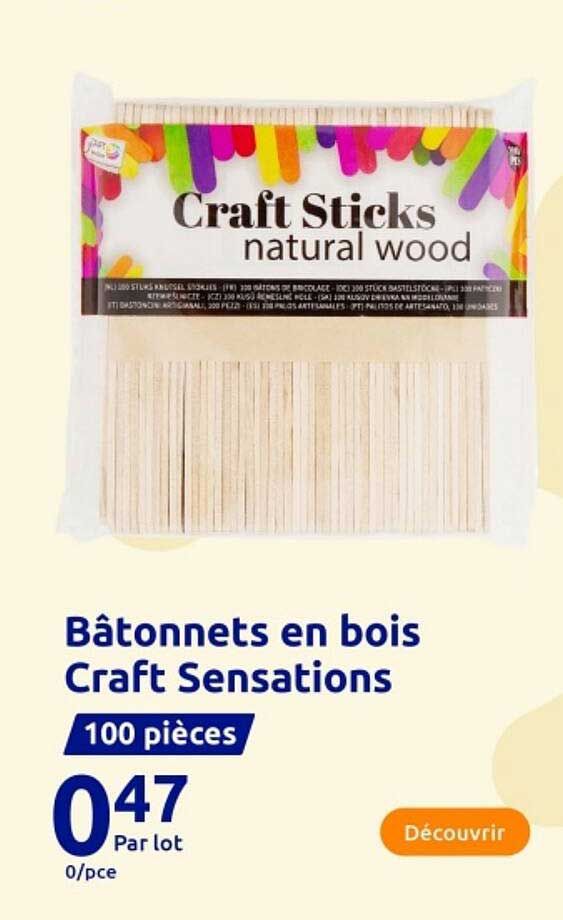 Bâtonnets en bois Craft Sensations