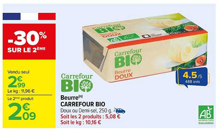 Beurre CARREFOUR BIO