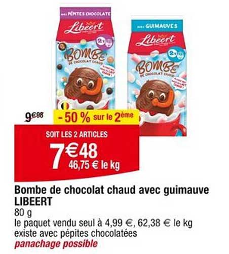 Bombe de chocolat chaud avec guimauve LIBEERT