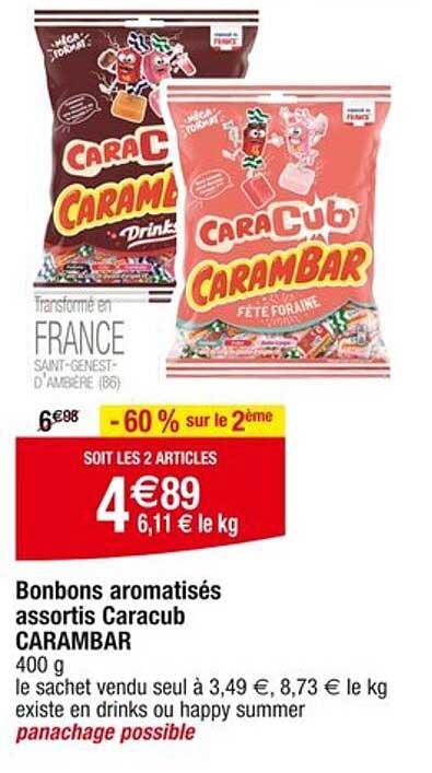 Bonbons aromatisés assortis Caracub CARAMBAR