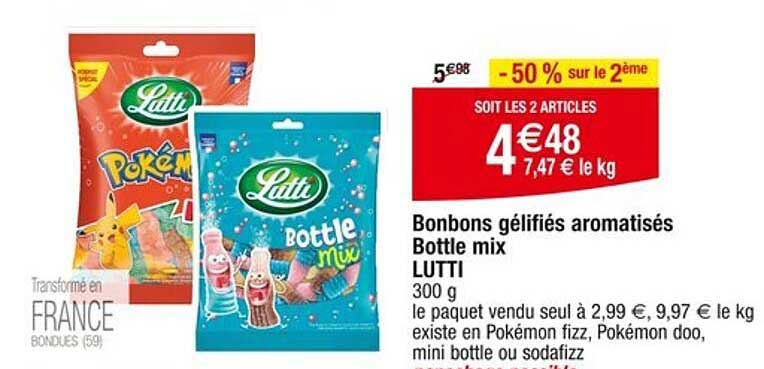 Bonbons gélifiés aromatisés Bottle mix LUTTI