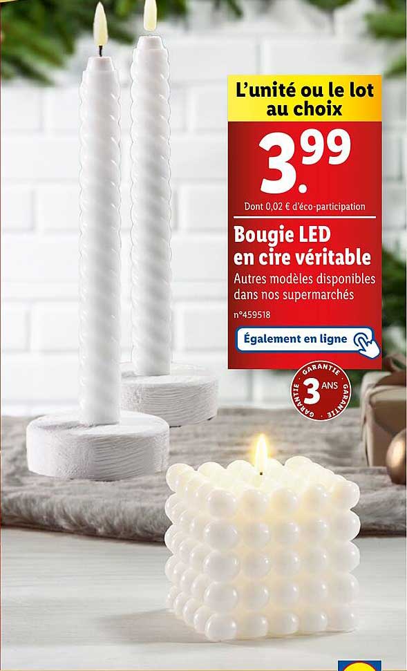 Bougie LED en cire véritable