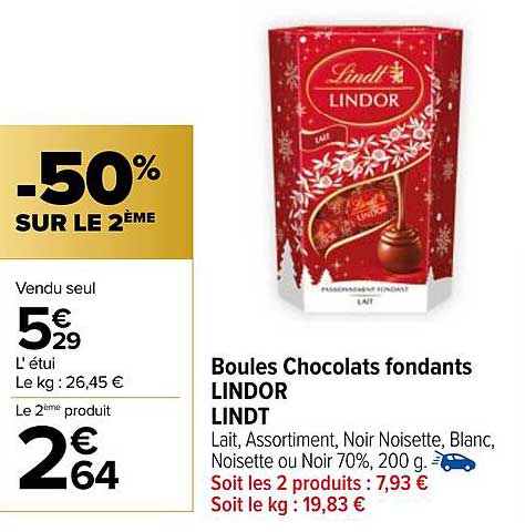 Boules Chocolats fondants LINDOR LINDT