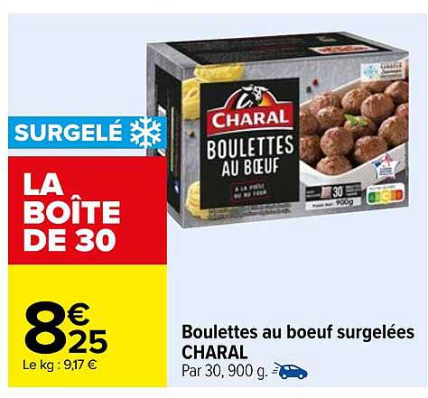 Boulette au boeuf surgelées CHARAL