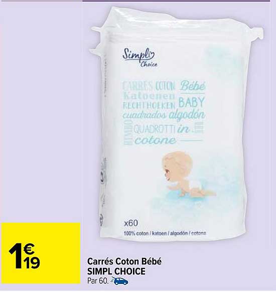 Carrés Coton Bébé SIMPL CHOICE