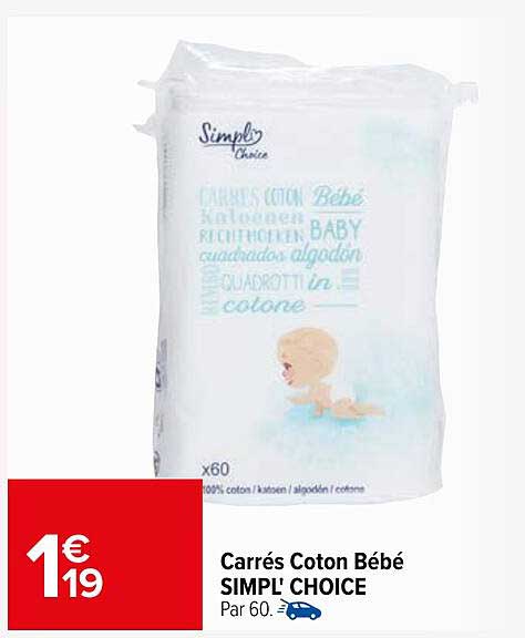 Carrés Coton Bébé SIMPL' CHOICE