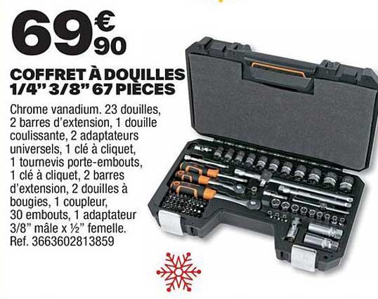 COFFRET À DOUILLES 1/4" 3/8" 67 PIECES