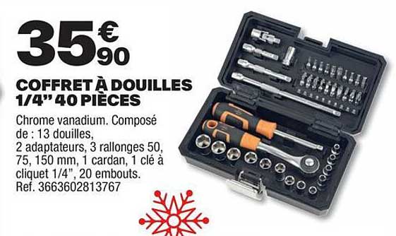 COFFRET À DOUILLES 1/4" 40 PIÈCES