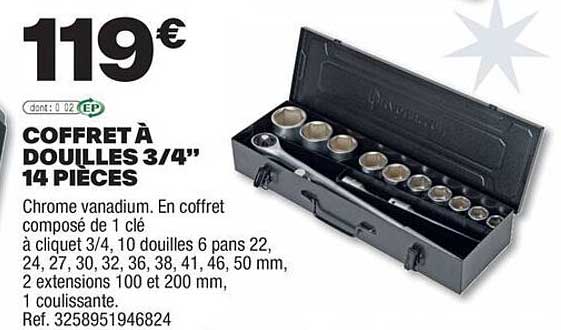 COFFRET À DOUILLES 3/4" 14 PIÈCES