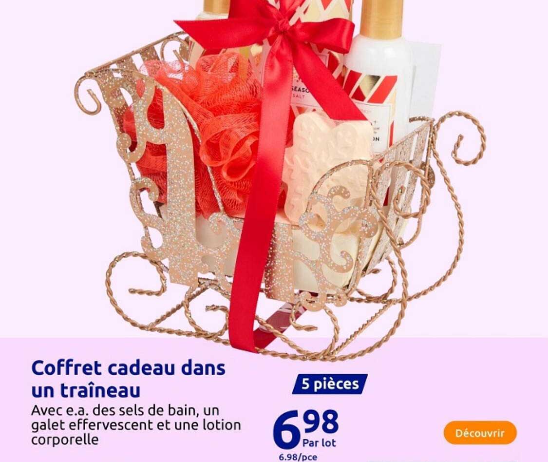 Coffret cadeau dans un traîneau