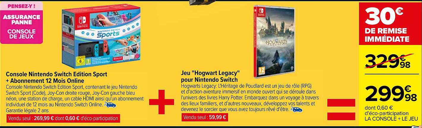 Console Nintendo Switch Edition Sport + Abonnement 12 Mois Online