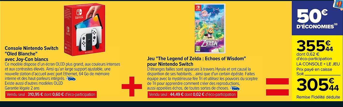 Console Nintendo Switch "Oled Blanche" avec Joy-Con blancs  
Jeu "The Legend of Zelda : Echoes of Wisdom" pour Nintendo Switch