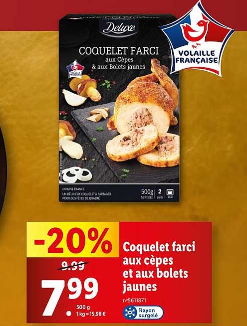 Coquelet farci aux cèpes et aux bolets jaunes