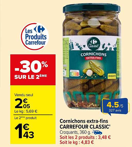 Cornichons extra-fins CARREFOUR CLASSIC'