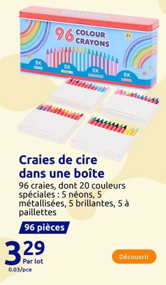 Craies de cire dans une boîte