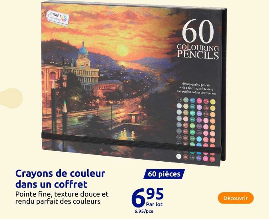 Crayons de couleur dans un coffret