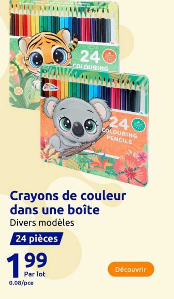 Crayons de couleur dans une boîte