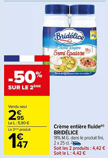 Crème entière fluide(n) BRIDÉLICE