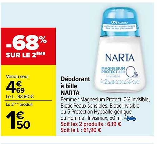 Déodorant à bille NARTA