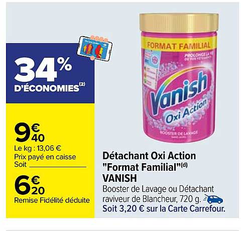 Détergent Oxi Action "Format Familial" VANISH