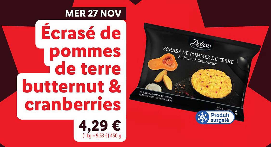 Écrasé de pommes de terre butternut & cranberries