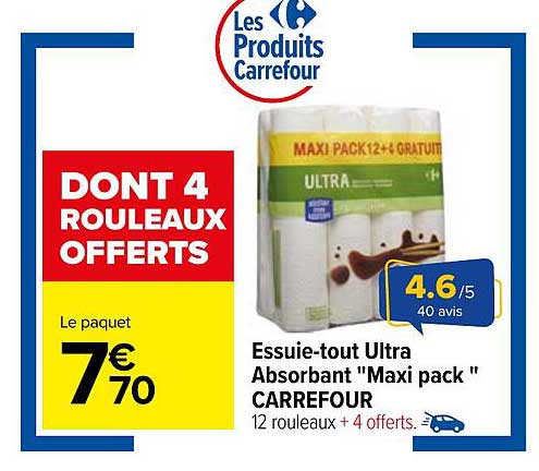 Essuie-tout Ultra Absorbant "Maxi pack" CARREFOUR