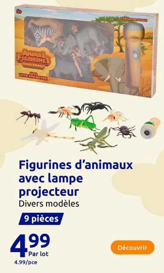 Figurines d'animaux avec lampe projecteur