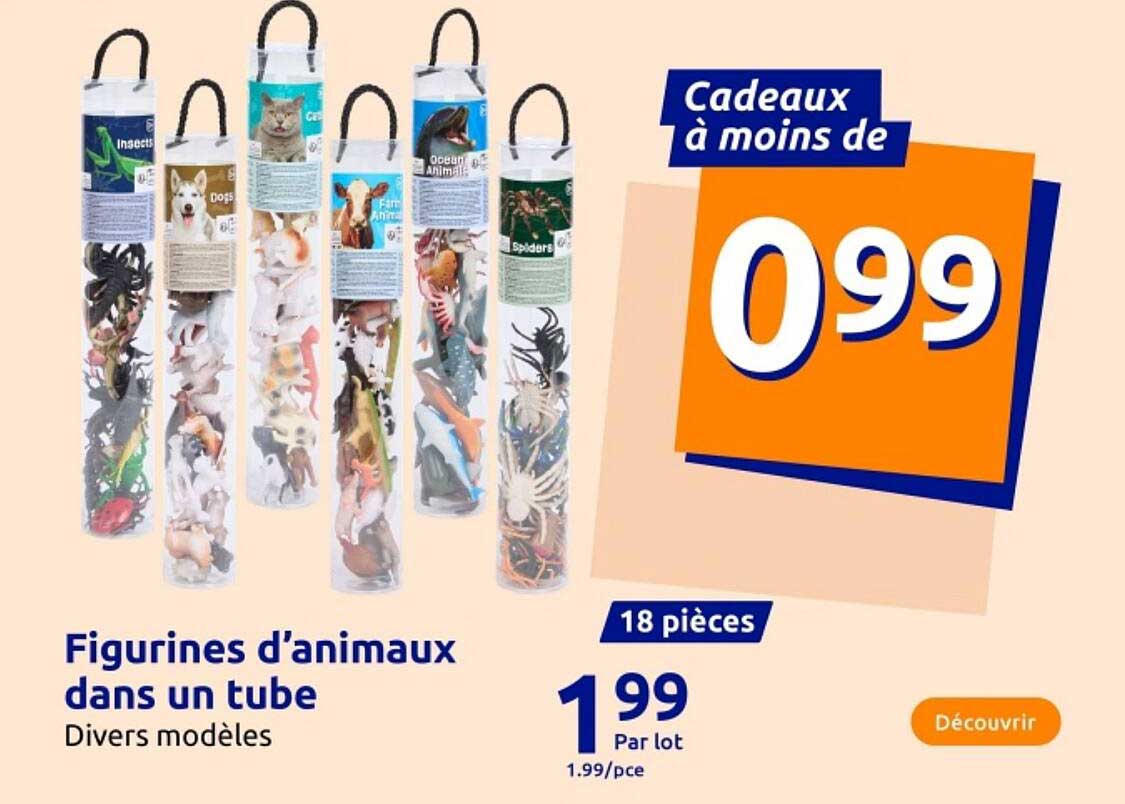 Figurines d'animaux dans un tube