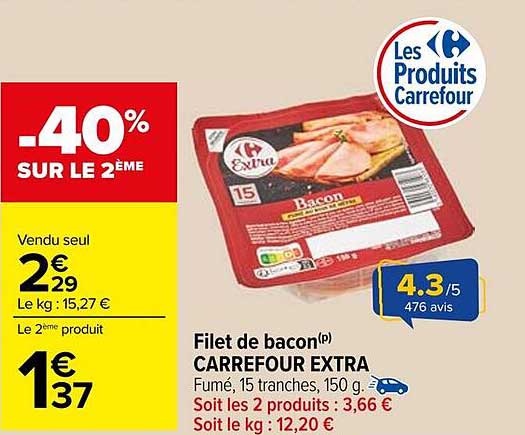 Filet de bacon(p) CARREFOUR EXTRA