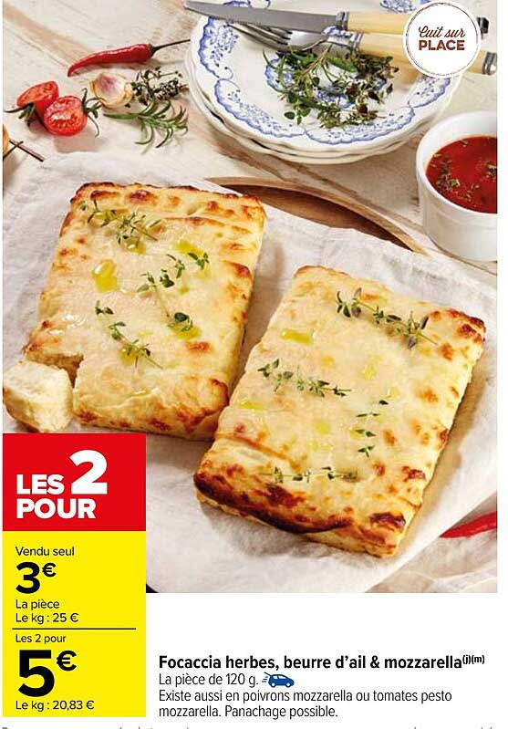 Focaccia herbes, beurre d’ail & mozzarella