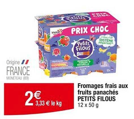 Fromages frais aux fruits panachés PETITS FILOUS