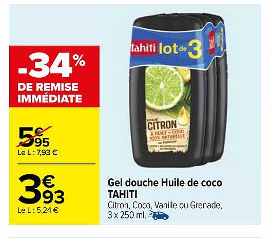 Gel douche Huile de coco TAHITI