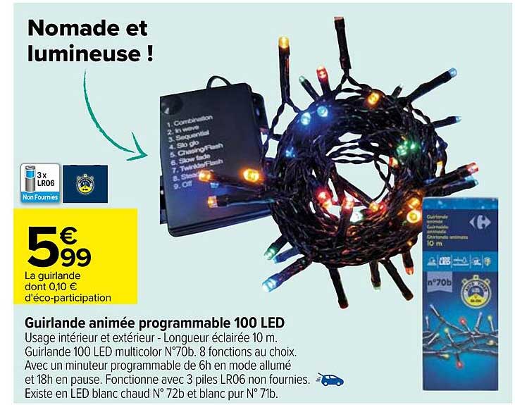 Guirlande animée programmable 100 LED