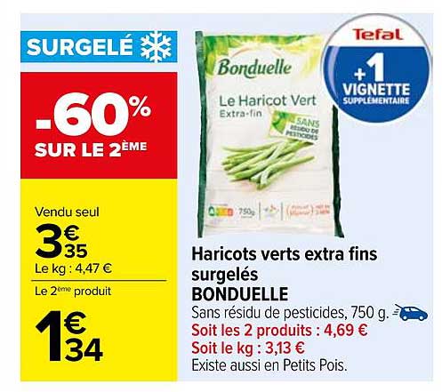 Haricots verts extra fins surgelés BONDUELLE