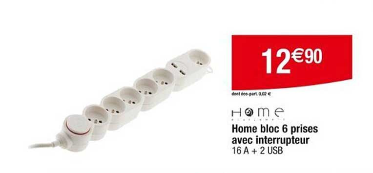 Home bloc 6 prises avec interrupteur