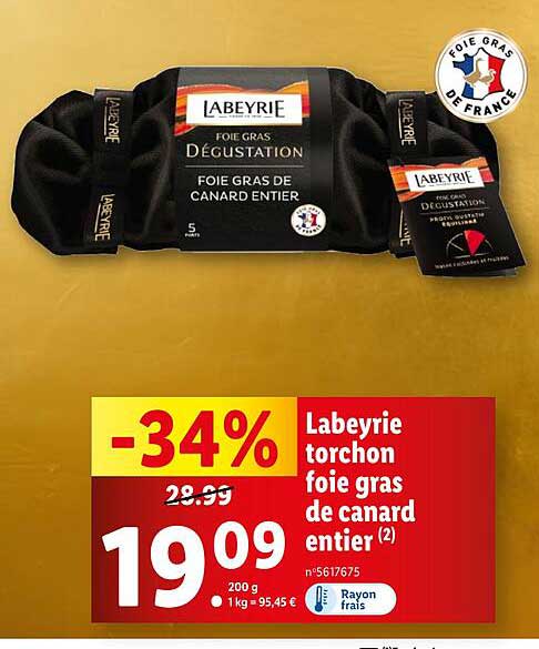 Labeyrie torchon foie gras de canard entier