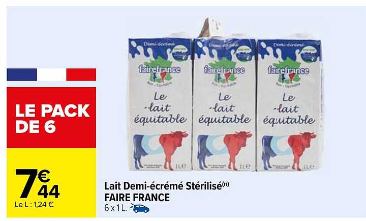 Lait Demi-écrémé Stérilisé(n) FAIRE FRANCE