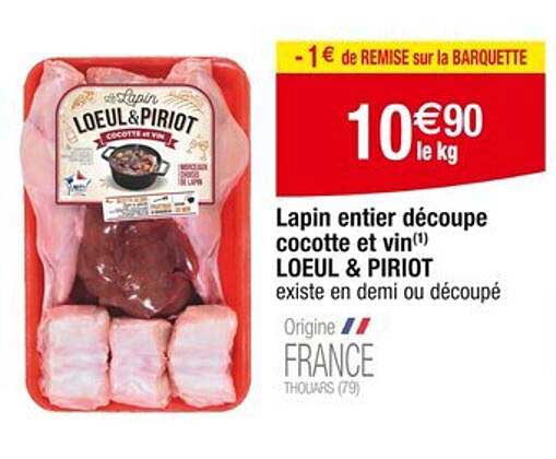 Lapin entier découpe cocotte et vin LOEUL & PIRIOT