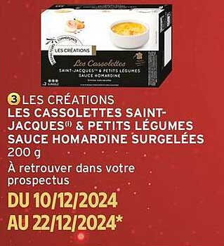 LES CASSOLETTES SAINT-JACQUES® & PETITS LÉGUMES SAUCE HOMARDINE SURGELÉES 200 g