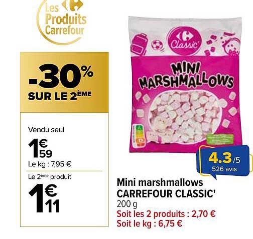 Mini marshmallows CARREFOUR CLASSIC'