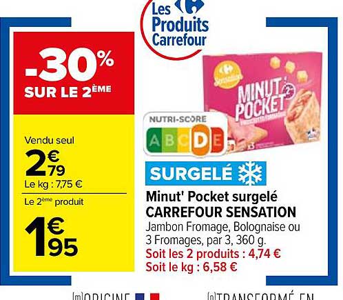 Minut' Pocket surgelé CARREFOUR SENSATION