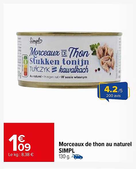 Morceaux de thon au naturel SIMPL