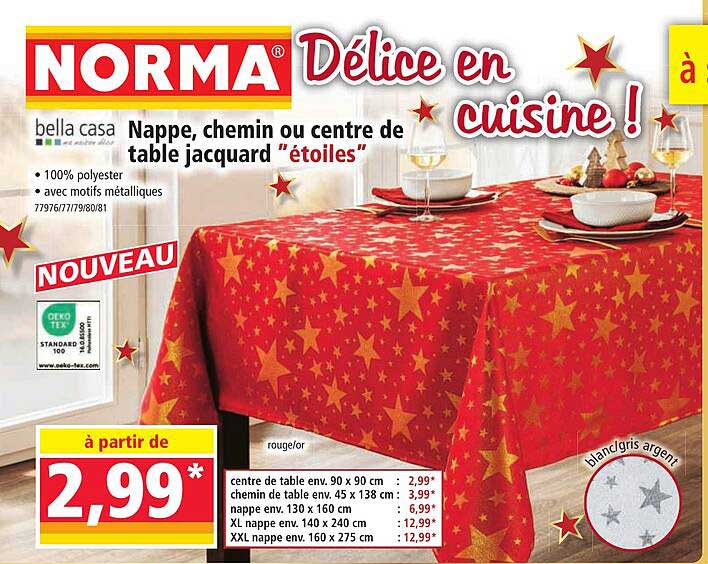 Nappe, chemin ou centre de table jacquard "étoiles"